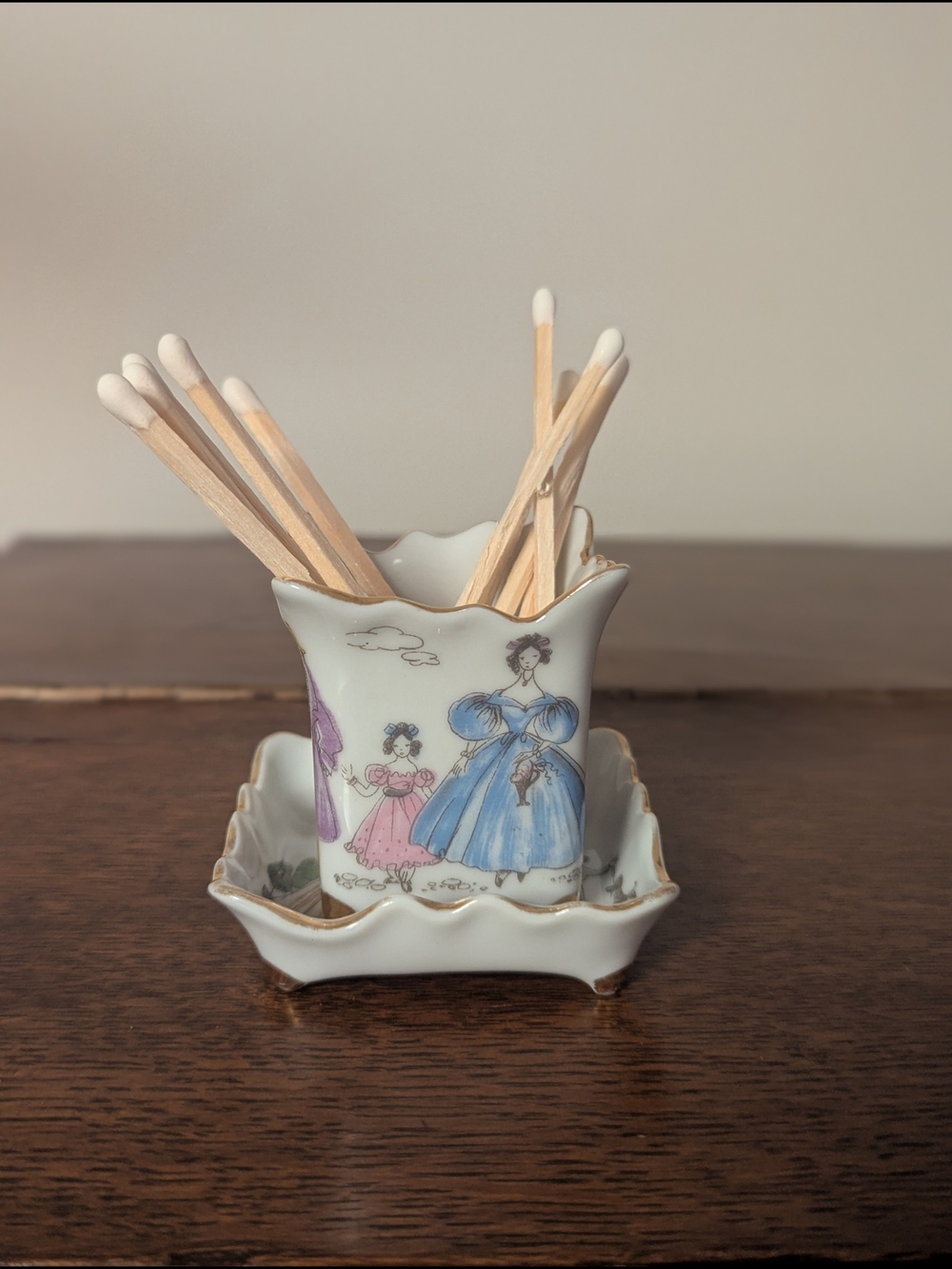 Lefton Porcelain Toothpick Holder & Small Trinket Dish Set